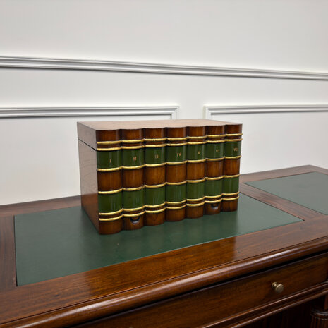 Klassiek-Antiek-Engels-Oud-Vintage-Chesterfield-Globe-Wernicke-Boekendoos-Faux-Books