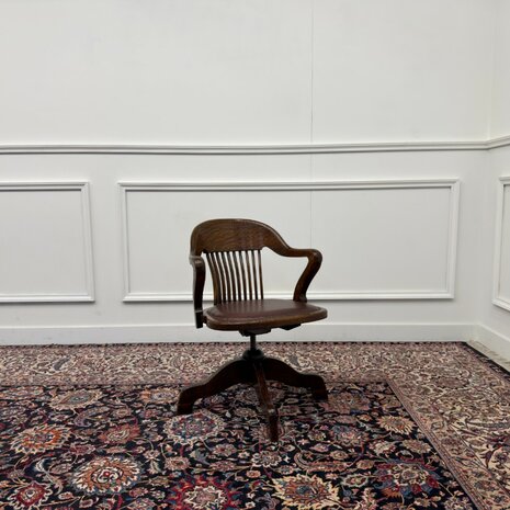Klassiek-Antiek-Engels-Oud-Vintage-Chesterfield-Bureaustoel-Captain-Chair