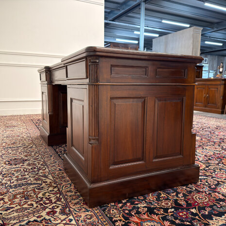 Klassiek-Antiek-Engels-Oud-Vintage-Chesterfield-Bureau-Desk-Groen-Leder