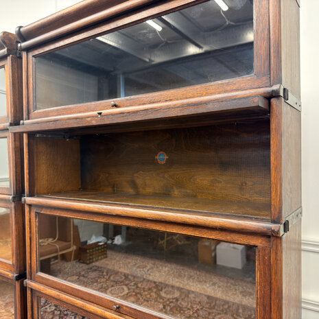 Klassiek-Engels-Antiek-Oud-Vintage-Chesterfield-Originele-Globe-Wernicke-Boekenkast-Kast