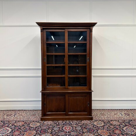 Klassiek-Engels-Antiek-Oud-Vintage-Chesterfield-Eiken-Boekenkast-Buffetkast-Bibliotheekkast-Kast