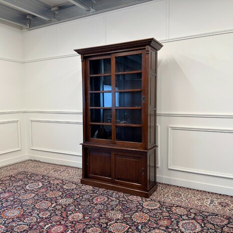 Klassiek-Engels-Antiek-Oud-Vintage-Chesterfield-Eiken-Boekenkast-Buffetkast-Bibliotheekkast-Kast