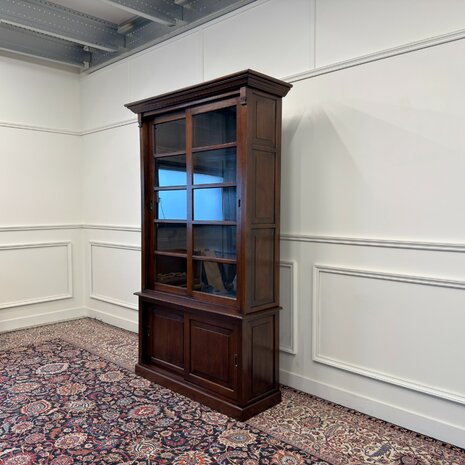 Klassiek-Engels-Antiek-Oud-Vintage-Chesterfield-Eiken-Boekenkast-Buffetkast-Bibliotheekkast-Kast
