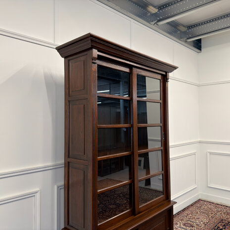 Klassiek-Engels-Antiek-Oud-Vintage-Chesterfield-Eiken-Boekenkast-Buffetkast-Bibliotheekkast-Kast