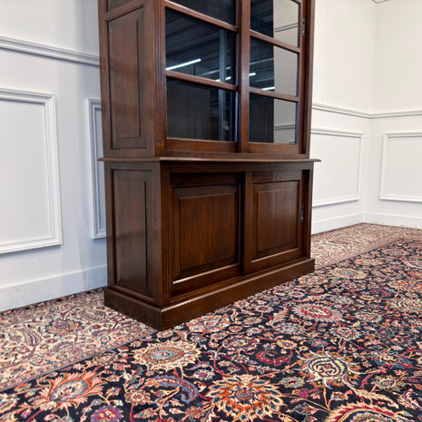 Klassiek-Engels-Antiek-Oud-Vintage-Chesterfield-Eiken-Boekenkast-Buffetkast-Bibliotheekkast-Kast