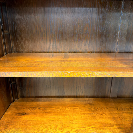 Klassiek-Engels-Antiek-Oud-Vintage-Chesterfield-Eiken-Boekenkast-Buffetkast-Bibliotheekkast-Kast