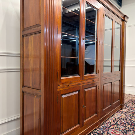 Klassiek-Engels-Antiek-Oud-Vintage-Chesterfield-Boekenkast-Bibliotheekkast-Kast