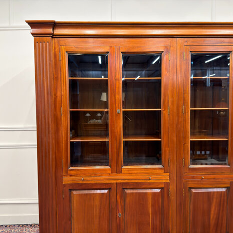 Klassiek-Engels-Antiek-Oud-Vintage-Chesterfield-Boekenkast-Bibliotheekkast-Kast