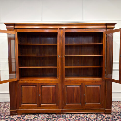 Klassiek-Engels-Antiek-Oud-Vintage-Chesterfield-Boekenkast-Bibliotheekkast-Kast