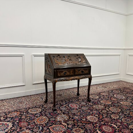 Klassiek-Antiek-Oud-Vintage-Chinees-Bureau-Secretaire-Houtsnijwerk-1