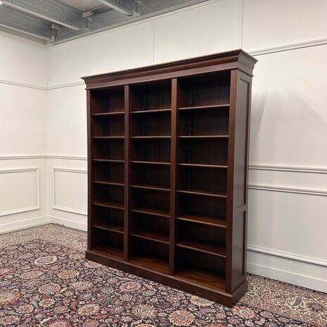 Klassiek-Engels-Antiek-Oud-Vintage-Chesterfield-Open-Boekenkast-Bibliotheekkast-Kast