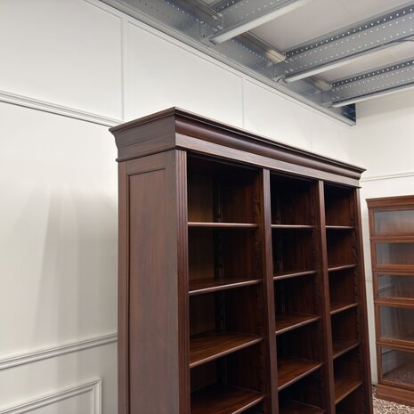 Klassiek-Engels-Antiek-Oud-Vintage-Chesterfield-Open-Boekenkast-Bibliotheekkast-Kast