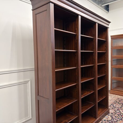 Klassiek-Engels-Antiek-Oud-Vintage-Chesterfield-Open-Boekenkast-Bibliotheekkast-Kast