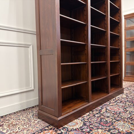 Klassiek-Engels-Antiek-Oud-Vintage-Chesterfield-Open-Boekenkast-Bibliotheekkast-Kast