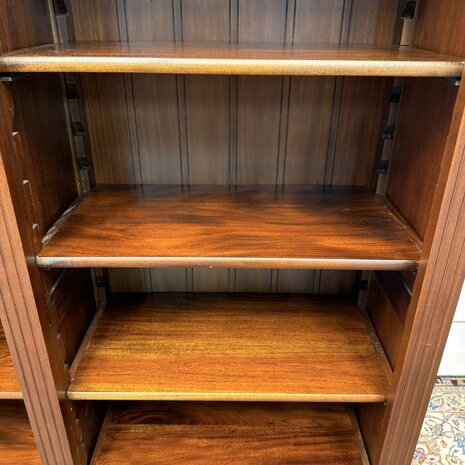 Klassiek-Engels-Antiek-Oud-Vintage-Chesterfield-Open-Boekenkast-Bibliotheekkast-Kast