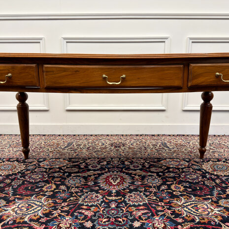 Klassiek-Engels-Antiek-Oud-Vintage-Chesterfield-Schrijftafel-Bureau-Desk-Zwart-Leder