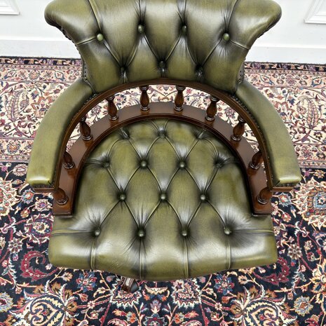 Klassieke Chesterfield Bureaustoel Captain Chair Groen