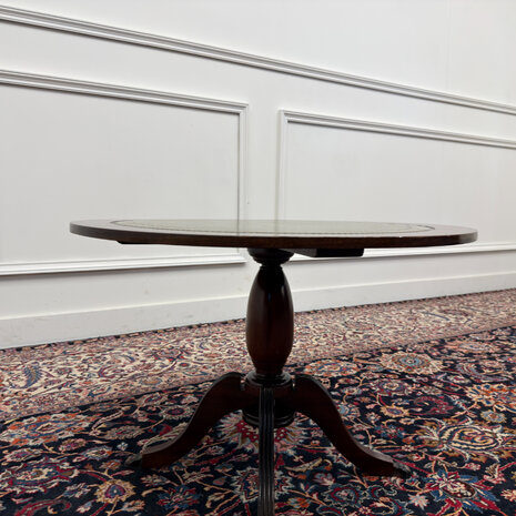 Klassiek-Engels-Chesterfield-Antiek-Oud-Vintage-Tafel-Salontafel-Koffietafel-Groen-Leder-4