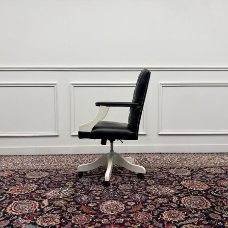 Klassiek-Engels-Antiek-Oud-Vintage-Chesterfiel-Bureaustoel-President-Chair-Zwart-Leder-3
