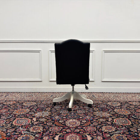Klassiek-Engels-Antiek-Oud-Vintage-Chesterfiel-Bureaustoel-President-Chair-Zwart-Leder-4