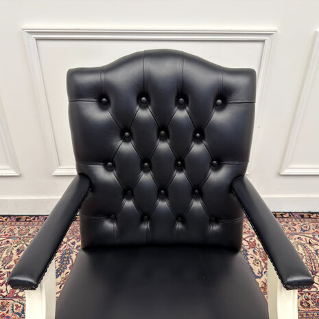 Klassiek-Engels-Antiek-Oud-Vintage-Chesterfiel-Bureaustoel-President-Chair-Zwart-Leder-5