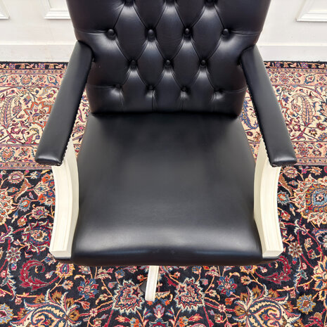 Klassiek-Engels-Antiek-Oud-Vintage-Chesterfiel-Bureaustoel-President-Chair-Zwart-Leder-6