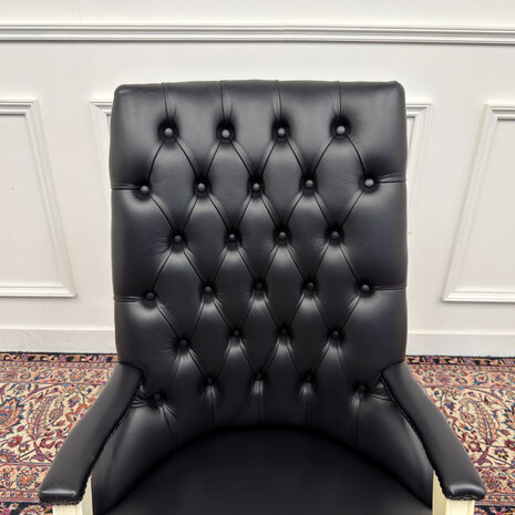 Klassiek-Engels-Antiek-Oud-Vintage-Chesterfiel-Bureaustoel-President-Chair-Zwart-Leder-5