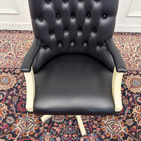 Klassiek-Engels-Antiek-Oud-Vintage-Chesterfiel-Bureaustoel-President-Chair-Zwart-Leder-6