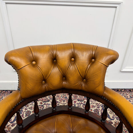 Klassiek-Engels-Antiek-Oud-Vintage-Chesterfiel-Bureaustoel-Captain-Chair-5