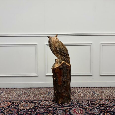 Groot-houtsnijwerk-kunstwerk-uil-op-boomstam-met-oren-7