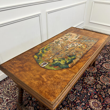 Klassiek-Spaans-Antiek-Oud-Vintage-Schrijftafel-19e-eeuw-Met-Lederen-Wereldkaart-13