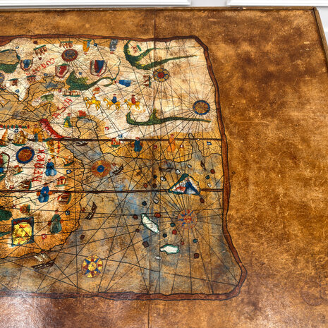 Klassiek-Spaans-Antiek-Oud-Vintage-Schrijftafel-19e-eeuw-Met-Lederen-Wereldkaart-18