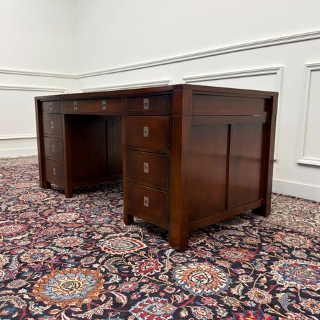 Klassiek-Engels-Antiek-Oud-Vintage-Chesterfield-Bureau-Desk-Eichholtz-Eikenhout-6