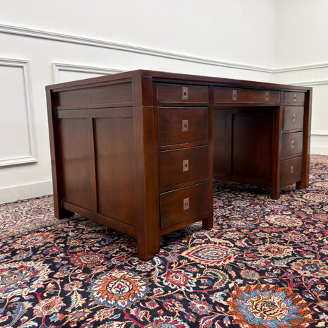 Klassiek-Engels-Antiek-Oud-Vintage-Chesterfield-Bureau-Desk-Eichholtz-Eikenhout-5