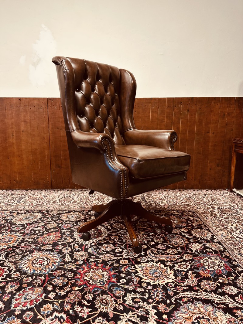 Chesterfield Sheraton Chair bureaustoel Donker Bruin