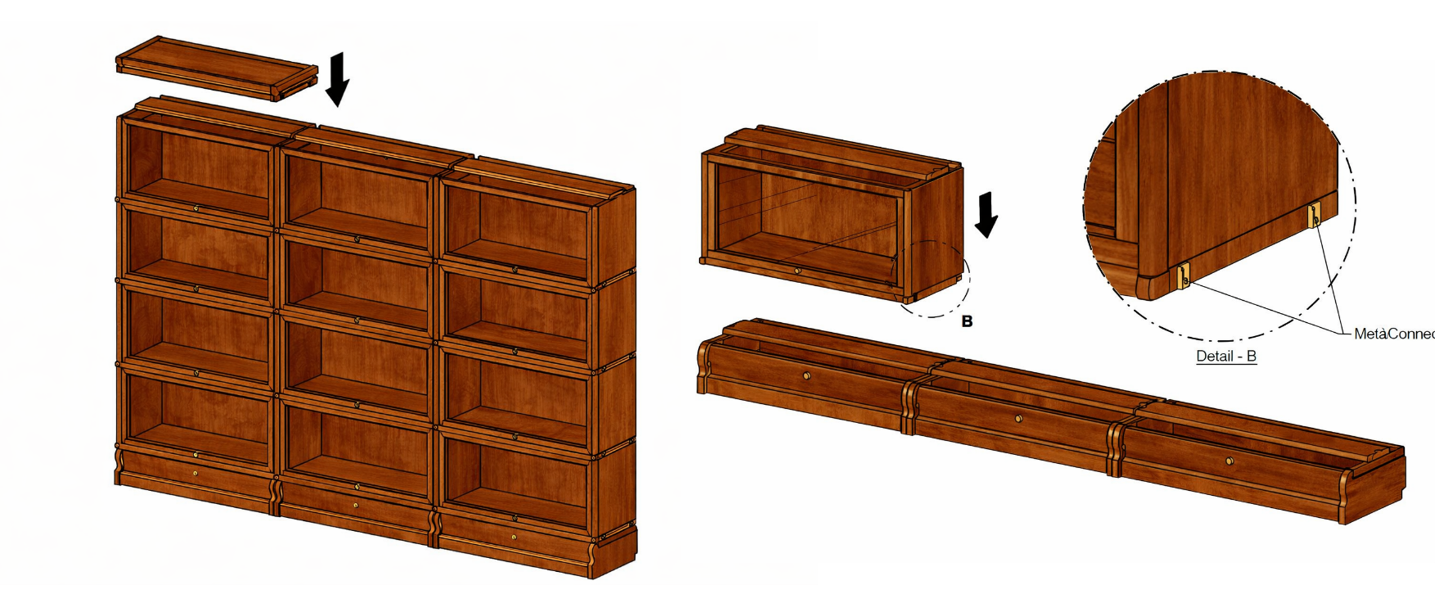 Instructie tekening hoe zet ik een Globe Wernicke kast in elkaar