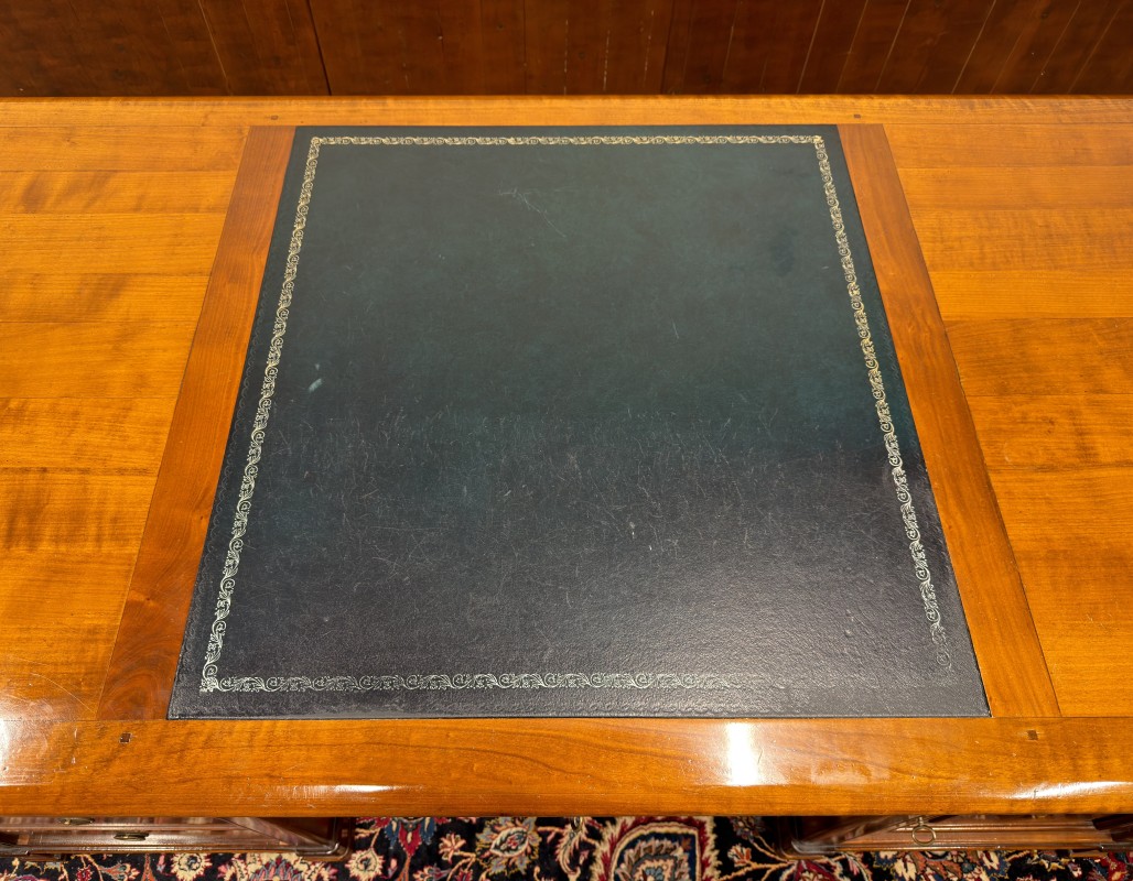 Zwart lederen werkblad Antiek Klassiek Engels bureau