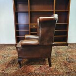 Engelse Chesterfield oorfauteuil Donkerbruin