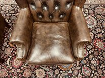 2x Engelse Chesterfield Wingchair fauteuil Donkerbruin