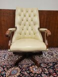 Engels Springvale Chesterfield Bureaustoel Fauteuil met Voetenbankje