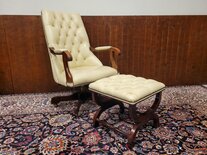 Engels Springvale Chesterfield Bureaustoel Fauteuil met Voetenbankje