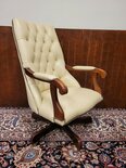 Engels Springvale Chesterfield Bureaustoel Fauteuil met Voetenbankje