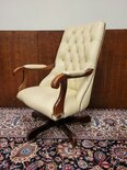 Engels Springvale Chesterfield Bureaustoel Fauteuil met Voetenbankje