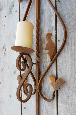 Smeedijzeren ornament kandelaar roest - OS1
