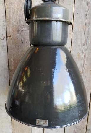 Grote antieke industriële emaille hanglamp - HI20