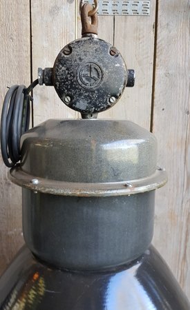 Grote antieke industriële emaille hanglamp - HI20