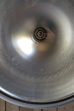 Antieke metalen fabriekslamp met glas - HI21