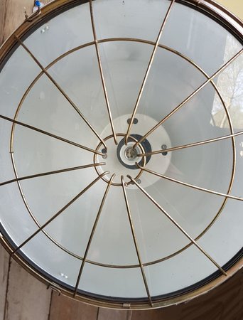 Authentieke metalen fabriekslamp met kooi - HI22
