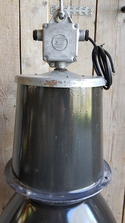 Hoge antieke industriële emaille hanglamp - HI22