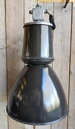 Hoge antieke industriële emaille hanglamp - HI22